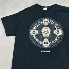 メキシカンシュガースカル　イラスト　カラフル　Tシャツ　古着　ブラック　M