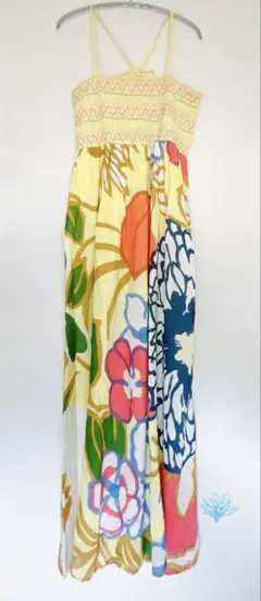 Shanti2 フラワープリント イエロー キャミワンピース