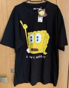 ユニクロ スポンジ・ボブ カクタスプラントフリーマーケット ブラック 新品 XL