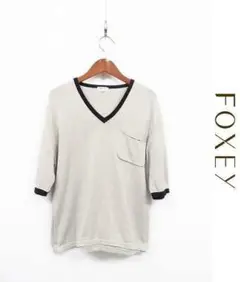 I149/美品 初期 80s ビンテージ FOXEY 半袖ニット 42 グレー