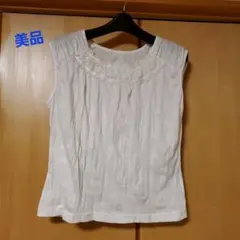 値下げ　美品　ホワイト ノースリーブシャツ Lサイズ