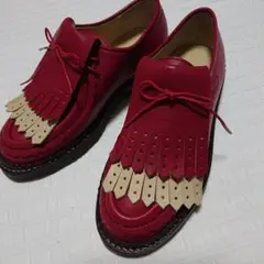 #ピンクハウス新品・パウチフリンジ本革靴・渋赤