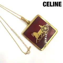 ✨美品✨ CELINE ネックレス 馬車ロゴ スクエア 刻印 ゴールド 44cm