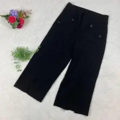 黒　クロプトワイドパンツ　Lサイズ　ボタン蓋ポケット