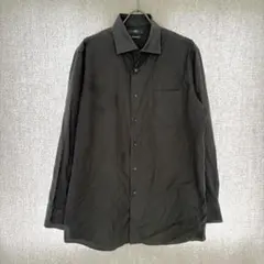 UNIQLO ファインクロスシャツ/レギュラー襟 XL 黒ブラック ノンアイロン
