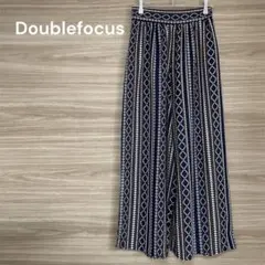 Doublefocus 【M】ネイビー　ワイドパンツ 幾何学模様 アジア系
