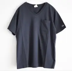 【極美品】チャンピオン／Vネック半袖ポケットTシャツ／紺／Mサイズ