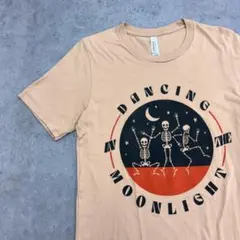 DANCING　月明かりの下で踊る骸骨たち　Tシャツ　古着　ベージュ系　S