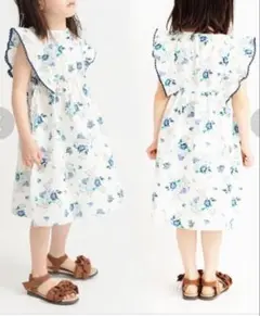 花柄　ノースリーブ　ワンピース　BRANSHES ブランシェス　キッズ　袖フリル