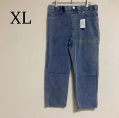 美脚ストレッチ アンクル丈 レギンスパンツ XL ウエストゴム スキニーパンツ