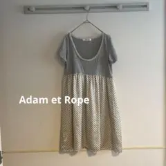 Adam et Rope チュニックカットソー　レース　ドット柄
