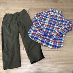 Hot Biscuits 男の子用チェック柄シャツ110＆パンツ100セット