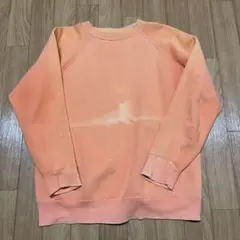 50s 60s フェードオレンジ フロッキープリント　ヴィンテージスウェット