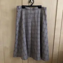 ブラウン チェック フレアスカート ひざ丈