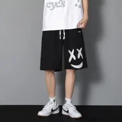 腰ゴム パンツ ブラック 【トレンド】メンズ バスケ 韓国 3XL ハーフパンツ