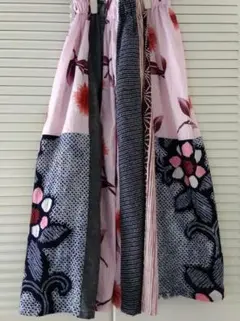 【週末セール】パッチワークスカート　浴衣リメイク　有松鳴海絞り　ハンドメイド