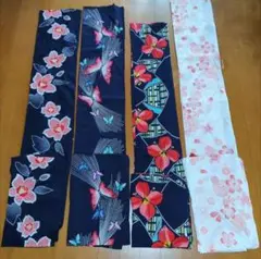 サービス品　浴衣　綿　紅梅　注染め　4枚まとめ売り　上質な生地ばかり集　着用可能