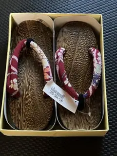 新品未使用⭐︎桐下駄　ちりめん　お祭り　浴衣下駄　キッズ用 花柄下駄　20cm