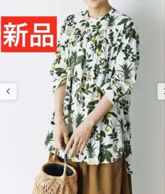新品✨サニークラウズ 南国フルーツ柄 ゆったりシャツ かりゆし アロハシャツ