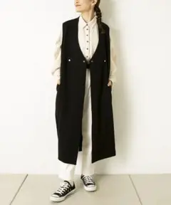 イアパピヨネ シンプルロングベスト ジレ earPAPILLONNER