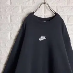 ナイキ フロント 刺繍ロゴ スウェット トレーナー ブラック XL