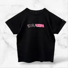 【GIRAUDM】半袖ジャージ 黒 ロゴ(O)スポーツウェア 運動 Uネック 上