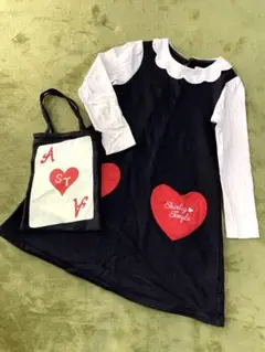 メゾピアノ すきも❤️シャーリー❤️ハートポケットワンピース トランプ バッグ