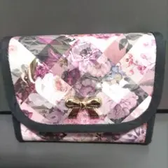 ハンドメイド　リバティアーカイブギンガムパープル　ミニ財布　used品