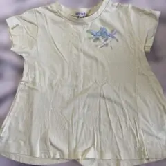 淡い黄色 リボン刺繍 Tシャツ 120cm