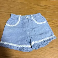 水色フリル付きハーフパンツ 120