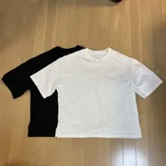 2枚組　ほぼ未着用　美品　GU ドライワイドTシャツ　五分袖　黒　白　Lサイズ