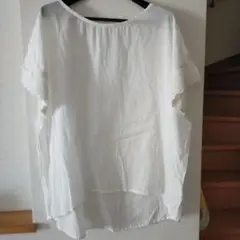 ミンクス　前後差ワイドブラウス　ホワイト系