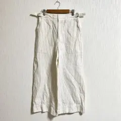 JOSEPH 麻　綿　ストライプ　ワイドパンツ　34
