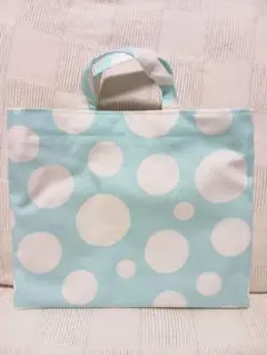 小さめ手提げ絵本袋　道具袋　水色ドット柄　30×25　p1