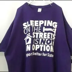 ギルダン 英字 ロゴ プリント ビッグサイズ Tシャツ パープル 2XL 古着