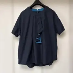 ALLUMETTE ❤︎バイカラーが綺麗な紺色ブラウス⭐︎美品！