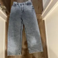 ライトブルーデニムワイドレッグパンツ
