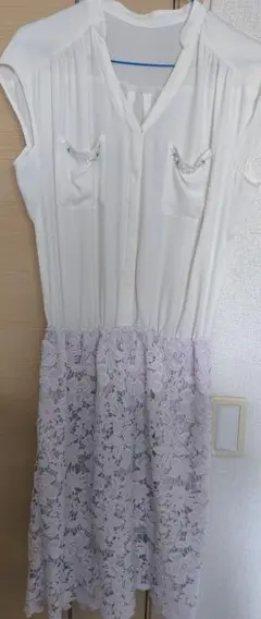美品※アプワイザーリッシェ ノースリーブレースワンピース白Mサイズ