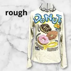 rough⭐︎ユニセックス⭐︎長袖Tシャツ　ドーナツ　ドーナッツ　ベージュ　ラフ
