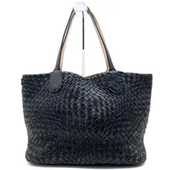 美品☆ファロルニ トートバッグ イントレチャート レザー ブラック