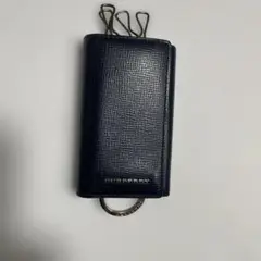BURBERRY バーバリー　ネイビー　キーケース　ロゴ入りリング付き