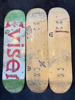 中古evisen、ブランク、スケボーデッキ3枚セット7.8インチ