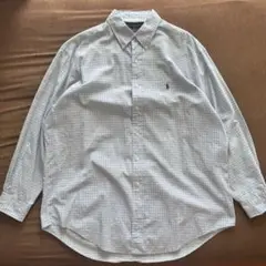 90s Ralph Lauren シャツ　ボタンダウン　BD グレー　短丈