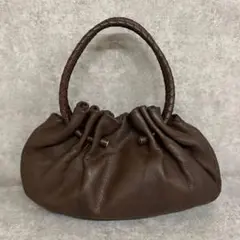 極 美品 ボッテガヴェネタ イントレチャート レザー トート ハンドバッグ 茶