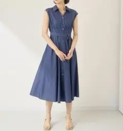 アナイ ライトデニム タックフレアワンピース 36
