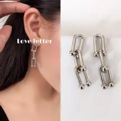 No.526 シルバー3連U型ピアス 韓国 上品 キレイめ