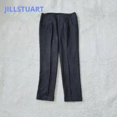 ジルスチュアート テーパードパンツ ストレート センタープレス ウール混合 総柄