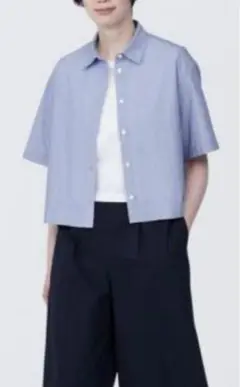 極美品 無印良品 婦人涼感 ブロードレギュラーカラー 半袖シャツ サイズ L