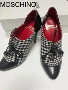 【MOSCHINO】 モスキーノ 千鳥柄ブーティ パンプス