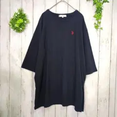 【U.S.POLO ASSN.】メンズ　七分袖Ｔシャツ　ネイビー　コットン　XL